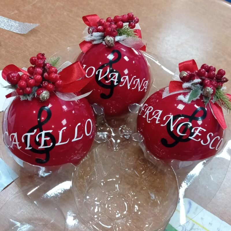 Palle di Natale Rosse Personalizzabili con Chiave di Violino