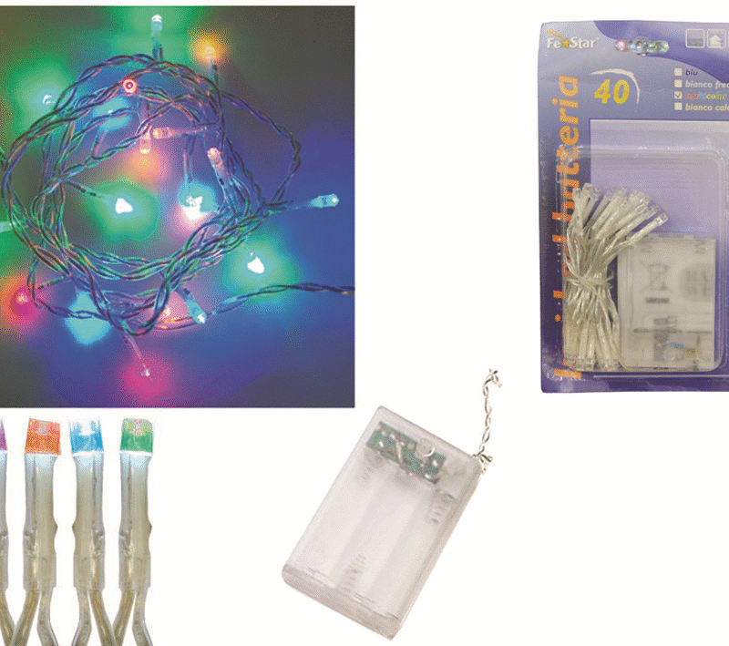 LUCI 40 LED MULTICOLOR A BATTERIA PER INTERNO