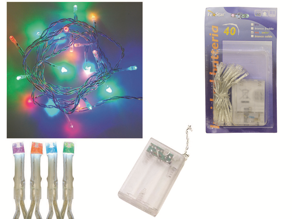 LUCI 40 LED MULTICOLOR A BATTERIA PER INTERNO