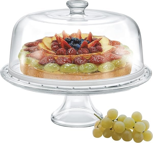 BORGONOVO Alzata Piatto Torta 31 con Cupola Palladio, Vetro, Trasparente