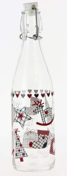 Bottiglia acqua o vino in vetro decoro natale christmas 500 cc