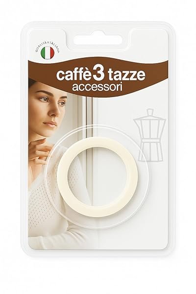 Caffè 3 Tazze Guarnizione di Ricambio, Accessorio per Moka, Materiale Resistente al Calore, Qualità Italiana