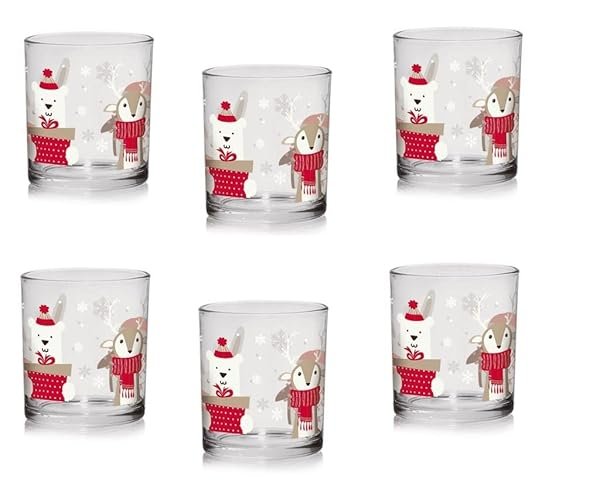 Cerve Set 6 Bicchieri da Tavola Acqua Vino Natale Winter Friend 220 CC