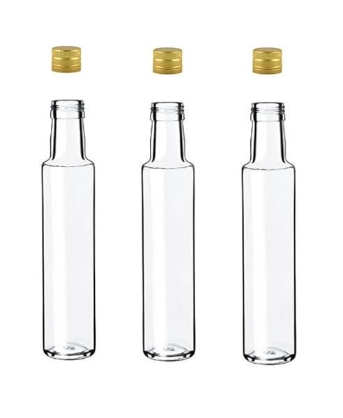 Generico Set Bottiglie in Vetro con Tappo a Vite Color Oro - Bottiglia Piccola da 250ml per Liquore, Vino, Olio
