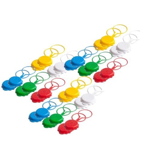 Generico Tappi in Plastica con Anello per Bottiglie Ø 2,5 - caffè Bar - Misura Universale per Tutte Le Bottiglie Colori Misti