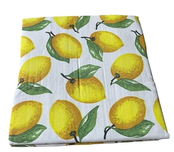 Generico Tovaglia in cotone decoro limoni, Tavolo da pranzo, 100% cotone, lavabile in lavatrice, resistente, rettangolare, per la casa, ristorante, banchetto