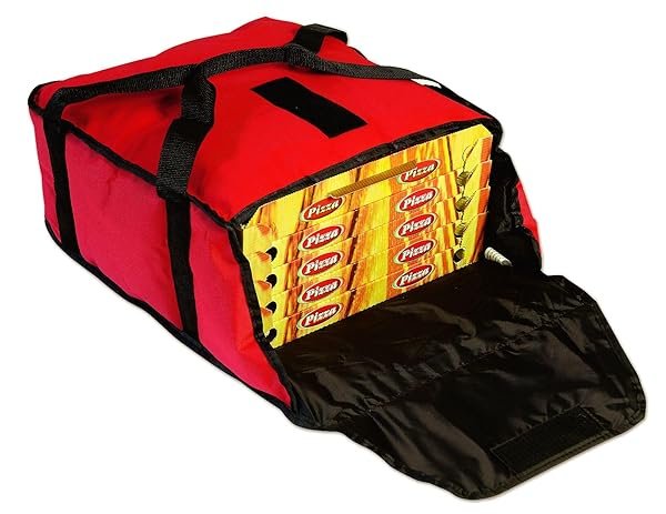 Gi Metal Borsa Termica per Pizze 5 Posti in Poliestere, Colore Nero e Rosso, Cm 33, Polyester, Multicolore