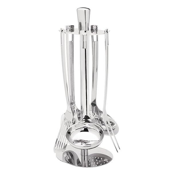 Giannini Fatotum Set 6 pezzi con 5 mestoli e Appendimestoli Acciaio inox 12 x 9 x h 40 cm