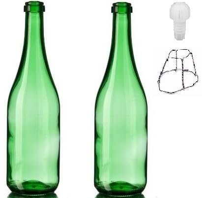 MERYLIN SHOP Bottiglia Emiliana CC 750 Verde per Vino, Spumante con Tappo e canesta