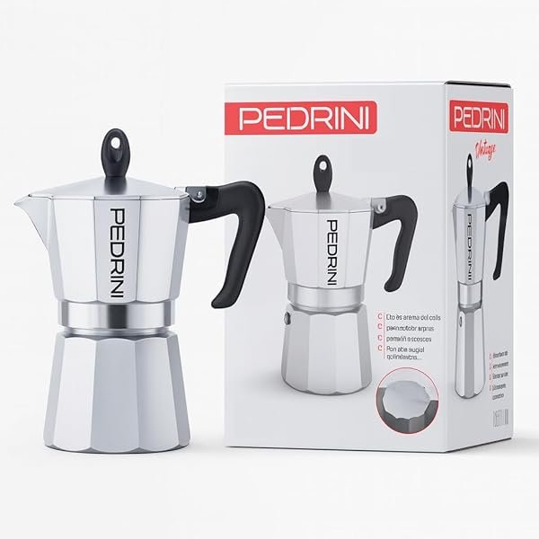 MERYLIN SHOP Caffettiera Moka in Alluminio, Design Ottagonale, 1/2 Tazza, Manico Ergonomico Termoresistente
