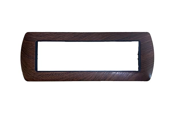 Placca in Plastica Effetto Legno, Modello Bombata 7 Posti/Moduli per Interruttori - Cucine, Saloni, Camera da Letto