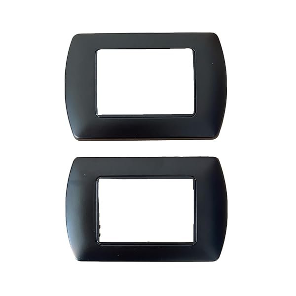 Placca in Plastica Modello Bombata Interuttore Luce 3 Moduli, Nero