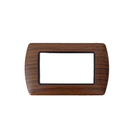 Placche in Plastica Effetto Legno, Modello Bombata 3 Posti per Interruttori - Cucine, Saloni, Camera da Letto