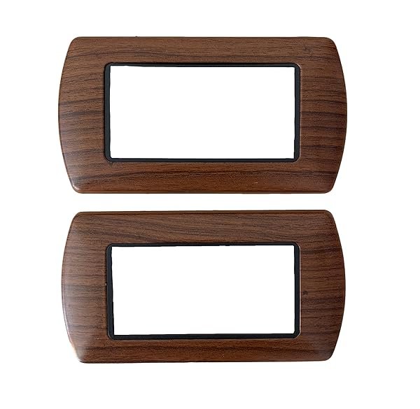 Placche in Plastica Effetto Legno, Modello Bombata 4 Moduli Posti per Interruttori - Cucine, Saloni, Camera da Letto