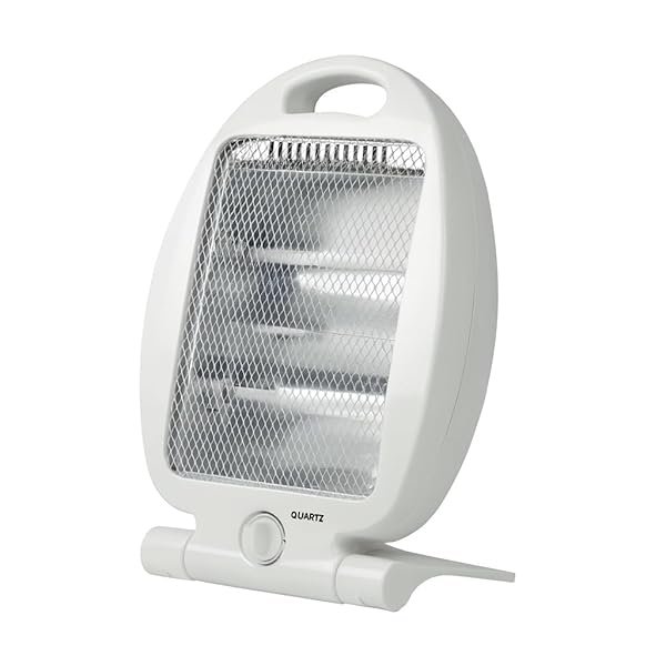 Stufa al Quarzo, 2 Livelli di Potenza 400W/800W, Design Compatto con Maniglia, Riscaldamento Rapido, Bianco